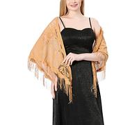 JK Home Floral Lace Triangle Shawls Wraps with Tassels, Triangle Veil Lace | Head Covering Chapel Scarf Bridal Veils Tulle Rose Floral Church Veil Bikini Cover Up for Party Birthday Wedding Masquerade