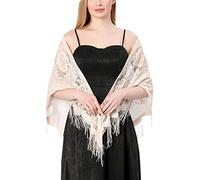 JK Home Floral Lace Triangle Shawls Wraps with Tassels, Triangle Veil Lace | Head Covering Chapel Scarf Bridal Veils Tulle Rose Floral Church Veil Bikini Cover Up for Party Birthday Wedding Masquerade