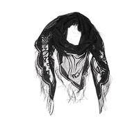 JK Home Floral Lace Triangle Shawls Wraps with Tassels, Triangle Veil Lace | Head Covering Chapel Scarf Bridal Veils Tulle Rose Floral Church Veil Bikini Cover Up for Party Birthday Wedding Masquerade