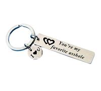 JK Home Funny Couple Keychain You're My Favorite Asshole Jewelry for Her Boyfriend Gift Husband - Stainless Steel Keyring - Gifts Lover Christmas Valentines Day