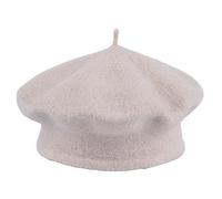 JK Home Girls Classic Vintage Wool Beret Hat - French Style Warm Solid Color Artist Beanie Cap, Autumn Winter Soft Kids Painter Hats One Size Beige