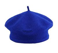 JK Home Girls Classic Vintage Wool Beret Hat - French Style Warm Solid Color Artist Beanie Cap, Autumn Winter Soft Kids Painter Hats One Size Royal Blue