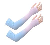 JK Home Gradient Ice Silk Arm Sleeves UV Protection Cooling - UPF 50+ Sun Sleeves Sunscreen Covers Compression Warmer Gloves for Men Women Running Cycling Driving Fishing