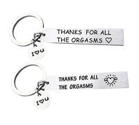 JK Home I Love You Thanks for All The Orgasms Stainless Steel Keychain Keyring Couple Gift 2pcs of Set