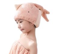 JK Home Kids Microfiber Hair Drying Wrap Towel Cap, Fun Cute Cartoon Shark Super Absorbent Coral Velvet Hair Turban Quick Dry Towels for Wet, Long, Thick Hair
