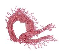 JK Home Lace Tassel Sheer Floral Triangle Scarf, Trendy Silk Gauze Embroidered Veil Church Wedding Wrap Scarf Fringe Head Cover 140x40cm Peach Pink