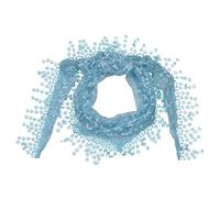 JK Home Lace Tassel Sheer Floral Triangle Scarf, Trendy Silk Gauze Embroidered Veil Church Wedding Wrap Scarf Fringe Head Cover 140x40cm Light Blue