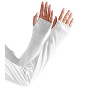 JK Home Loose UV Protection Cooling Arm Sleeves for Men Women Ice Silk Sleeves Breathable UPF 50+ Arm Cuffs for Cycling Driving Riding Sport White