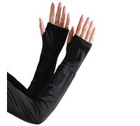 JK Home Loose UV Protection Cooling Arm Sleeves for Men Women Ice Silk Sleeves Breathable UPF 50+ Arm Cuffs for Cycling Driving Riding Sport Black
