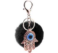 JK Home Pompom Ball Hand Pendant Keychain for Car Phone Bag Toy Black
