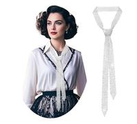 JK Home Rhinestone Neck Ties for Women Glitter Sparkle Long Sequins Scarf | Full covered shimmer rhinestones. Can be worn as necktie, waist belt, hair ribbon, hat band and handbag decor
