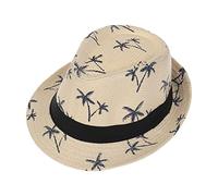 JK Home Sun Hats for Women Men, Summer Panama Trilby Fedora Short Brim Jazz Hat UV, Vintage Straw Beach Cap Light Khaki