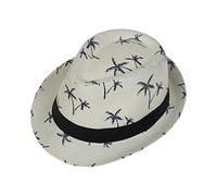 JK Home Sun Hats for Women Men, Summer Panama Trilby Fedora Short Brim Jazz Hat UV, Vintage Straw Beach Cap Beige