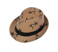 JK Home Sun Hats for Women Men, Summer Panama Trilby Fedora Short Brim Jazz Hat UV, Vintage Straw Beach Cap Khaki
