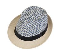 JK Home Unisex Men Wome Straw Trilby Fedora Cap Short Brim Sunhat Summer Beach Panama Hat Jazz Cap Blue