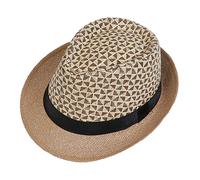 JK Home Unisex Men Wome Straw Trilby Fedora Cap Short Brim Sunhat Summer Beach Panama Hat Jazz Cap Khaki