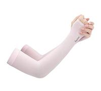 JK Home UV Protection Cooling Ice silk Arm Sleeves - UPF 50 Sun Sleeves for Men & Women for Running, Cycling, Fishing, Golf, Volleyball, Basketball, Baseball & Football Pink-Mitten