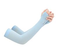 JK Home UV Protection Cooling Ice silk Arm Sleeves - UPF 50 Sun Sleeves for Men & Women for Running, Cycling, Fishing, Golf, Volleyball, Basketball, Baseball & Football Sky Blue-Mitten