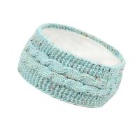 JK Home Winter Cable Knitted Thick Headbands, Ear Warmer Hairband Knit Chunky Head Wraps with villus Lined, Elastic Thermal Headwrap Hat Turban for Women Girls Outdoor Sports Colored Dot Light Green