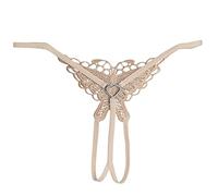 JK Home Womens Thong Underwear Lace Soft Stretch T-Back Panties Low Rise Briefs - R: Nude