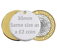 JK Personalised Round Engraved Dog ID Name Tag (30mm, Gold/Brass)
