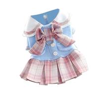 JK Plaid Dog Dress, Puppy Skirt Doggy Party Costume, Cute Doggie Clothes for Bichon Frise Pomeranian Schnauzer, Soft Polyester Fabric with Delicate Design, for Pet Parties (Pink M)