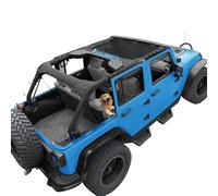 JK Sun Shade Top Compatible with Jeep Wrangler Sunshade, Black, Front | Fit 2007-2018 JKU 2/4 Door, Mesh Sun Roof Screen, Bikini Cover, Block UV, Reduce Wind Noise, Easy Installation