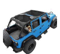 JK Sun Shade Top Compatible with Jeep Wrangler Sunshade, Black, Front+Rear | 2pcs, Fit 2007-2018 JKU 4 Door, Mesh Sun Roof Screen, Bikini Cover, Block UV, Reduce Wind Noise, Easy Installation