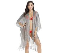 JK Unicorn Metallic Sparkling Kimono Swimsuit Cover Ups/Beach Bikini Cover Up for Summer Vacation, D.Dark Gray, One Size