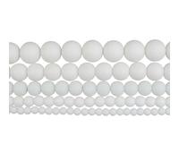 jkahh - Frosted Matte White Porcelain Natural Stone Beads, Ceramic Loose Round Beads 4 6 8 10 12mm for Bracelets and Necklaces, 7.5 Inch, Stone, Agate