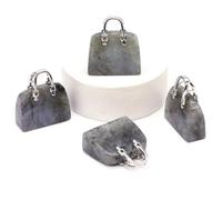 jkahh Natural Cute Bag Shape Figurine Amethyst Rose Quartz Tiger Eye Stone Craft Home Decor Ornaments 4pc, 19cm, Stone, Agate