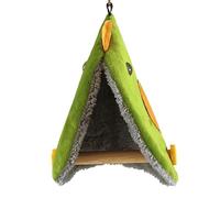 jkahh Parrot Nest Soft Plush Bird Parrot Hammock Warm Snuggle Hut Warm Bird Tent Nest Standing Branch Toy House,Green,M 22x23cm