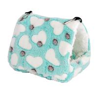 jkahh Plush Pet Hamster Nest for Birds Warm Comfortable, Winter Parrot Hammock Cage Accessories,Heart Blue