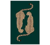 jkahh Trendy Cheetah Canvas Wall Art Retro Emerald Green Leopard Preppy Poster Funky Jungle Animal Dopamine Print Minimalist Aesthetic Painting for Bedroom Dorm Apartment Decor 24x36in Unframed