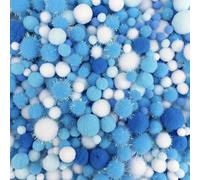 JKanruh 1000pcs Glitter Pompoms Blue White Series Craft Pom Poms,Small Tinsel Poms for Crafts DIY Art Decorations