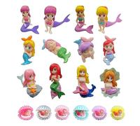 JKanruh 18 Pcs Miniature Mermaid Figures: Mini Mermaids and Sleeping Mermaids in Shell for Cake and Terrarium Decoration, DIY Crafts