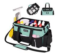 JKAOO Large Wearable Cleaning Caddy Bags, Cleaning Supplies Storage Bag with Handles and Adjustable Shoulder Strap and Removable Waist Straps,Waterproof Cleaning Tote for Home,Car,Office