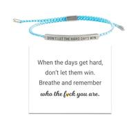 Jkapagzy Strength Bracelet with Card, Don't Let The Hard Days Win Motivational Tube Bracelet Titanium Steel Adjustable Hand,Inspirational Bracelets Jewelry Gifts for Women Girls (blue)