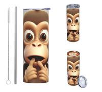 JKASDTRP 20oz Tumbler Stainless Steel Insulated Travel Tumblers Leakproof Travel Coffee Mug With Lid And Straw The Silent Monkey Drink Tumbler Cups Gifts For Women Men Lovers