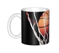 JKASDTRP Basketball Ceramic Coffee Mug 11oz Novelty Tea Cup With Handle Coffee Cup For Men Women Office Work