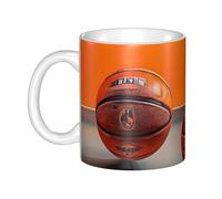 JKASDTRP Basketball Orange Ceramic Coffee Mug 11oz Novelty Tea Cup With Handle Coffee Cup For Men Women Office Work
