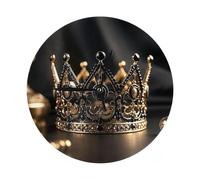 JKASDTRP Black and Gold Queen's Crown Pattern Round Wall Clock 10 Inch Silent Non-Ticking Clock Battery Operated Decorative Wall Clocks for Living Room, Kitchen, Bathroom, Bedroom, and Office