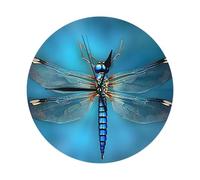 JKASDTRP Blue Odonata Pattern Round Wall Clock 10 Inch Silent Non-Ticking Clock Battery Operated Decorative Wall Clocks for Living Room, Kitchen, Bathroom, Bedroom, and Office