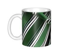 JKASDTRP Classic Green Striped Ceramic Coffee Mug 11oz Novelty Tea Cup With Handle Coffee Cup For Men Women Office Work