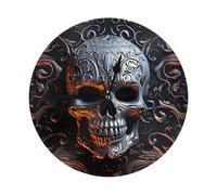 JKASDTRP Cool Skull Graphics Round Wall Clock 10 Inch Silent Non-Ticking Clock Battery Operated Decorative Wall Clocks for Living Room, Kitchen, Bathroom, Bedroom, and Office