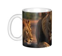 JKASDTRP Lion 3d Lion African Safari Animals Ceramic Coffee Mug 11oz Novelty Tea Cup With Handle Coffee Cup For Men Women Office Work