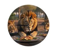 JKASDTRP Lion 3D Lion African Safari Animals Round Wall Clock 10 Inch Silent Non-Ticking Clock Battery Operated Decorative Wall Clocks for Living Room, Kitchen, Bathroom, Bedroom, and Office