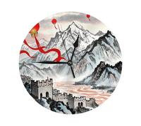 JKASDTRP Love One's Country and The River Round Wall Clock 10 Inch Silent Non-Ticking Clock Battery Operated Decorative Wall Clocks for Living Room, Kitchen, Bathroom, Bedroom, and Office