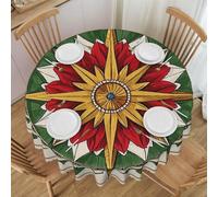 JKASDTRP Mandevilla Dahlia Flower Round Tablecloth 60x60 Inch, Stain and Wrinkle Resistant Table Cover Waterproof Washable Kitchen Table Cloth for Dinning Room Kitchen Picnic Patio Party Decor