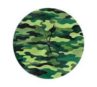 JKASDTRP Military Camouflage Seamless Pattern Round Wall Clock 10 Inch Silent Non-Ticking Clock Battery Operated Decorative Wall Clocks for Living Room, Kitchen, Bathroom, Bedroom, and Office